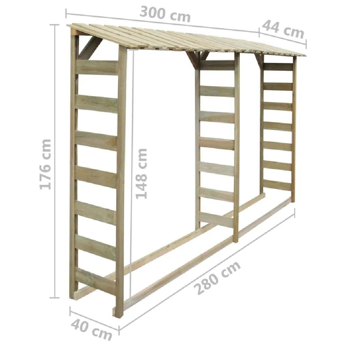 vidaXL Double abri de stockage du bois 300x44x176 - Pin imprégné