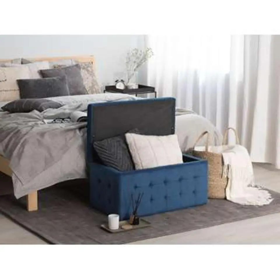 MICHIGAN - Ottomaan - Donkerblauw - Fluweel