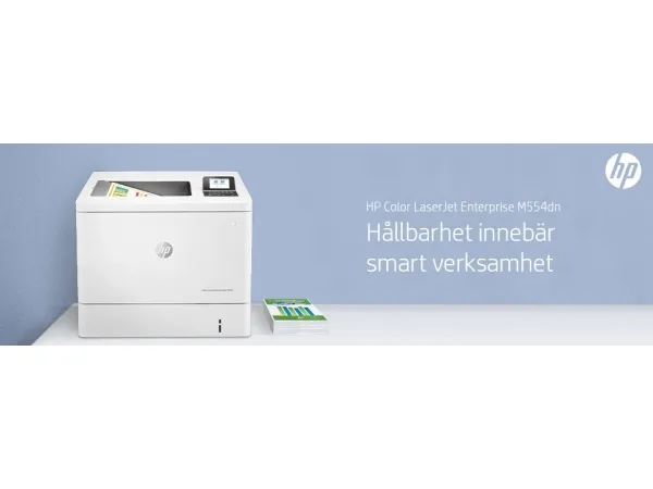 HP LaserJet Enterprise M554dn - Printer - farve - Duplex - laser - A4/Legal - 1200 x 1200 dpi - op til 33 spm (mono) / op til 33 spm (farve) - kapacitet: 650 ark - USB 2.0, Gigabit LAN, USB 2.0 vært