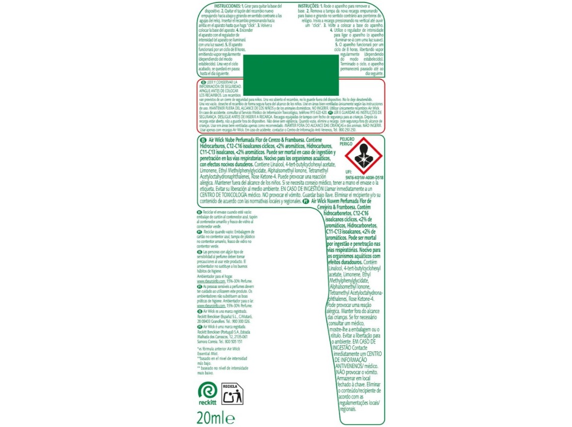 AMBIENTADOR AIRWICK RECARGA MIST BAUNILHA 20ML