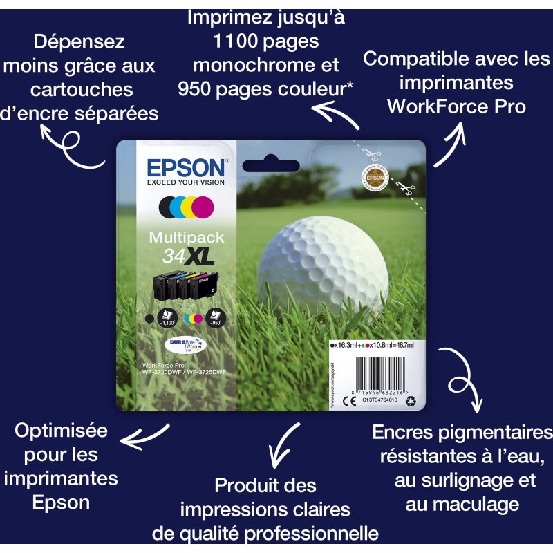 Epson Golf ball Encre noire DURABrite Ultra Balle de golf 34
