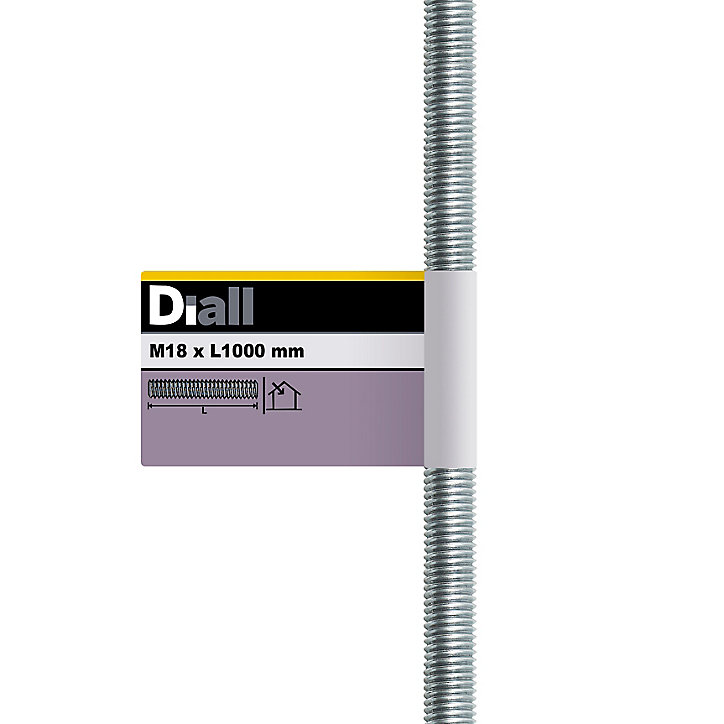 Tige filetée brillante zinguée diamètre 18 mm x 1 m