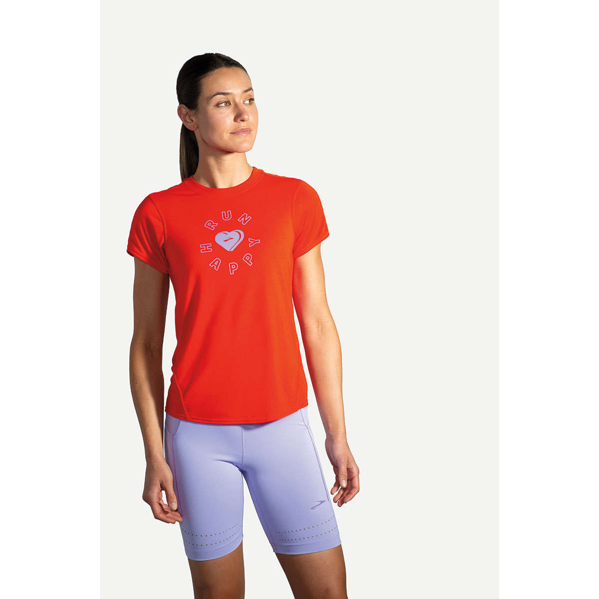 Brooks Distance Graphic Hardloopshirt Korte Mouwen Rood Dames