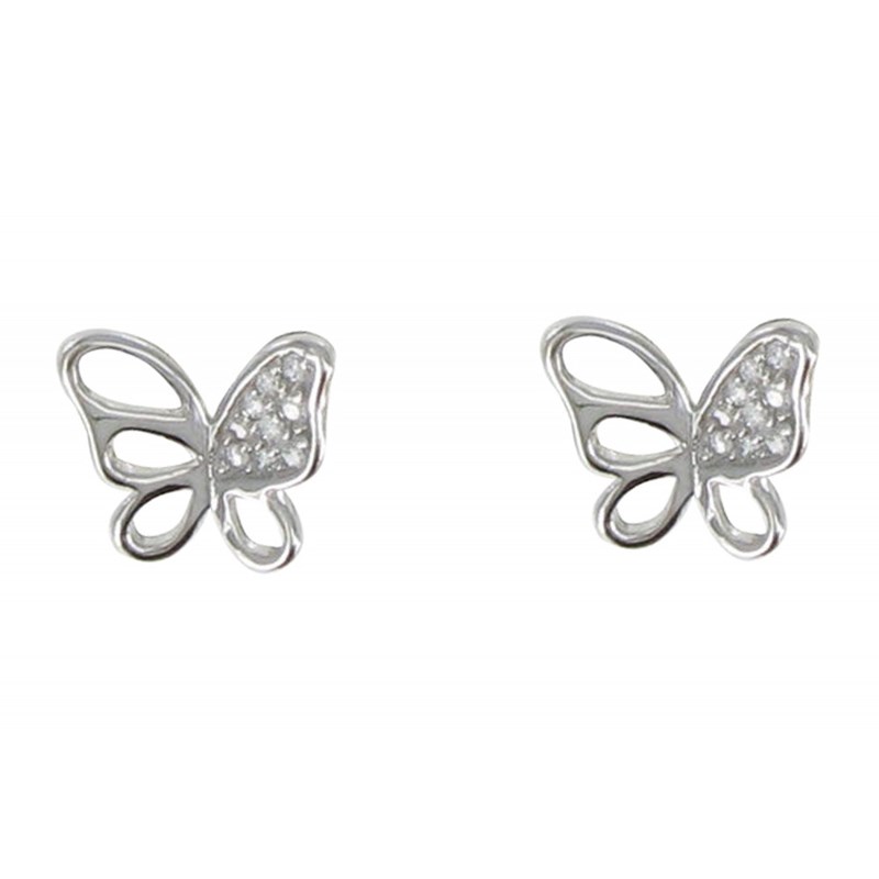 Boucles d'Oreilles Argent Papillon Ajouré et Strass