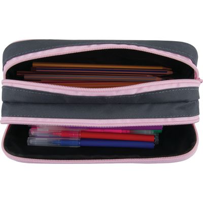 Trousse Cosmic Girls - 2 compartiments - gris anthracite - Oberthur