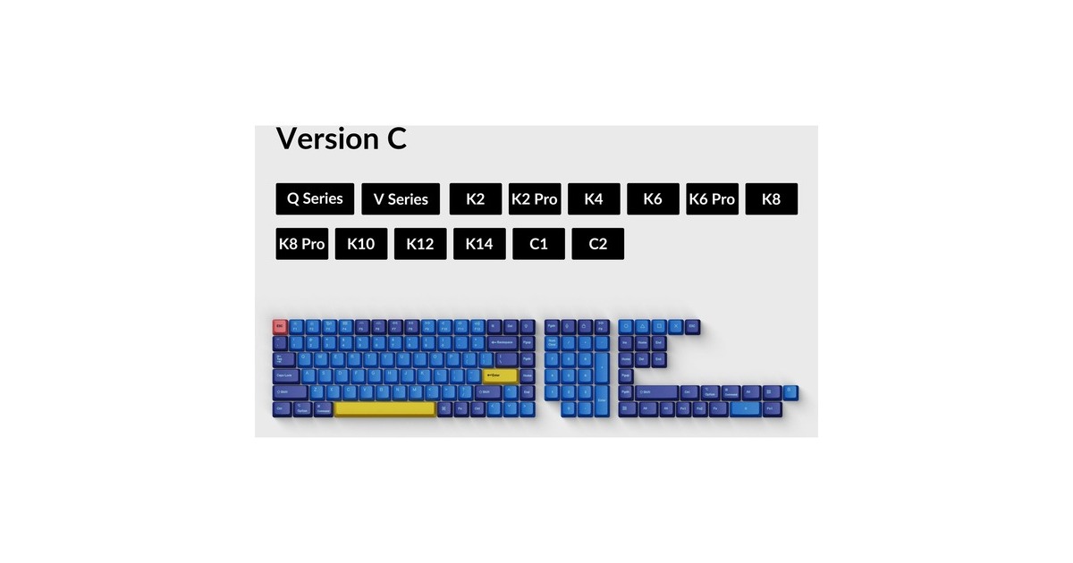 KeychronOEM Dye-Sub PBT Keycap-Set - Beach keycaps  (Lichtblauw/donkerblauw, 137 Stuks, US-Layout (ANSI))