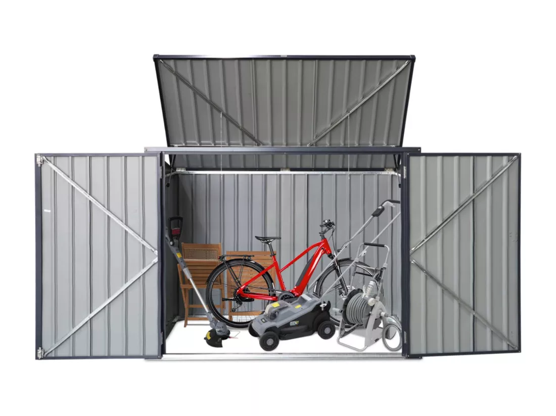 Cache poubelle double couleur gris anthracite. 1.75m²