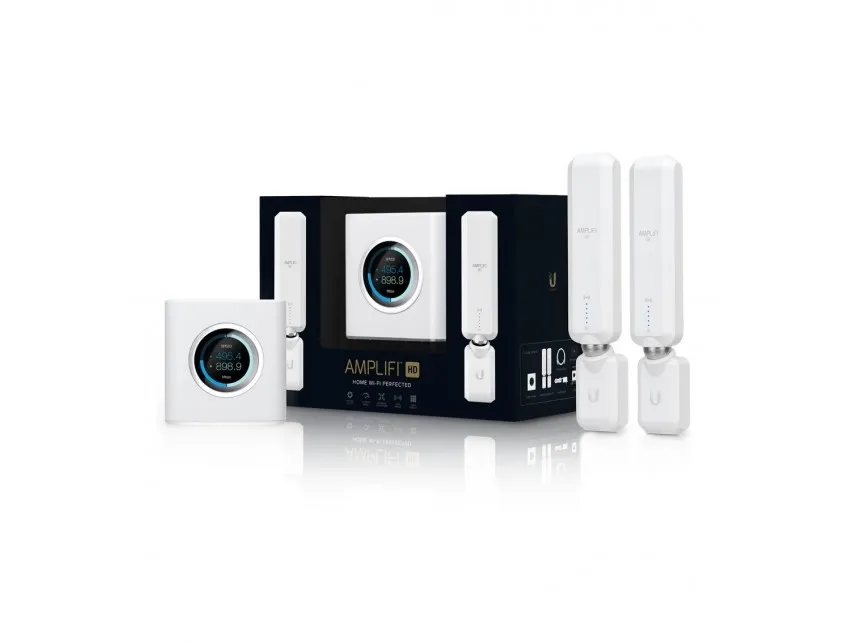 Ubiquiti AmpliFi Home Wi-Fi System AFi-HD - Wi-Fi system (router, 2 extendere) - op til 20.000 sq.ft - mesh - GigE - 802.11a/b/g/n/n/ac