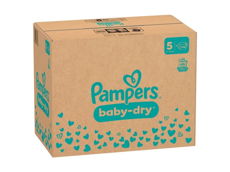 Pampers Windeln Baby Dry Junior Grösse 5 Monatsbox 11-16 kg, 174 Stück