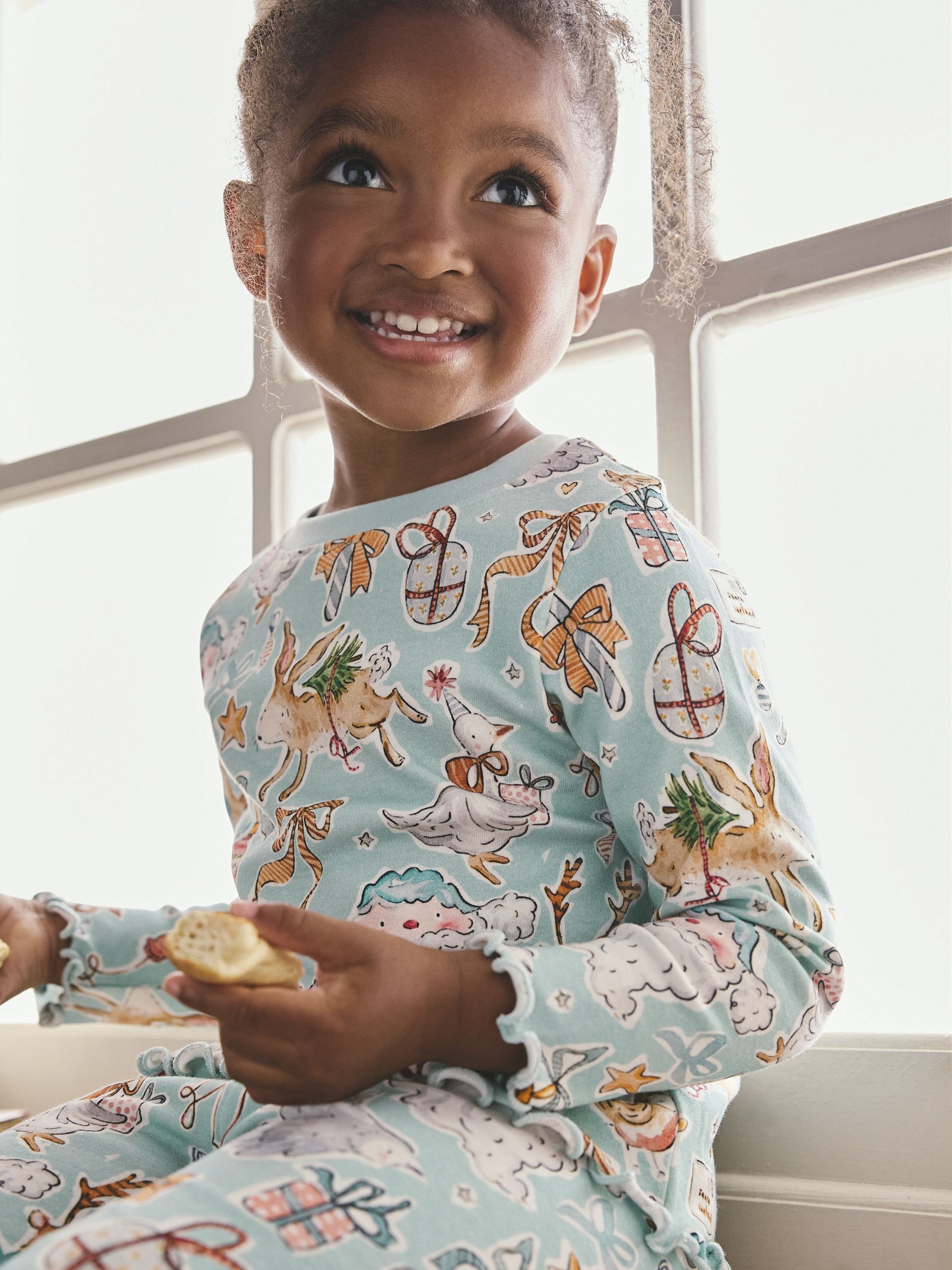 Blauwe gans Print - Kerstpyjama (9 mnd-16 jr)