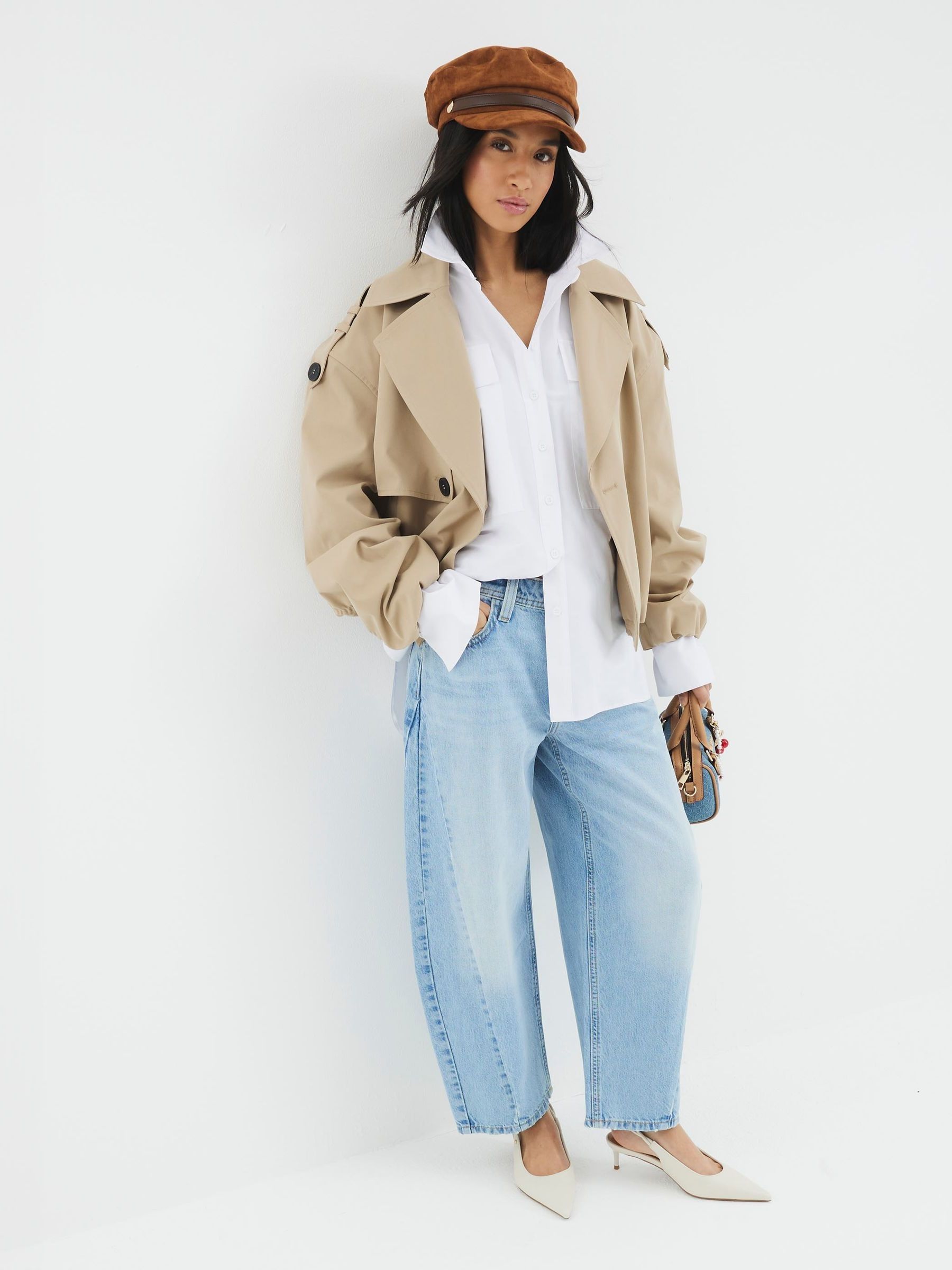 Blauw - River Island Seamed Barrel Jeans