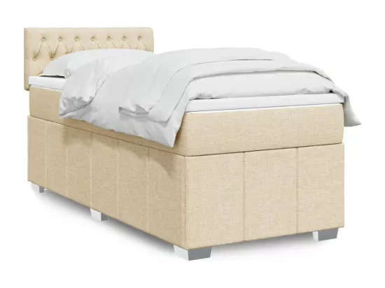 Sommier à lattes de lit et matelas Crème 90x190 cm Tissu