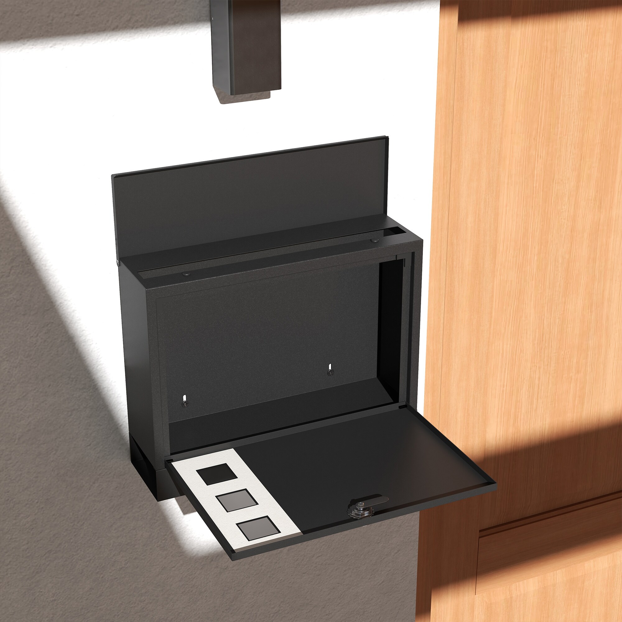 HOMCOM Briefkasten mit Zeitungsfach schwarz 36,5L x 11,5B x 29H cm