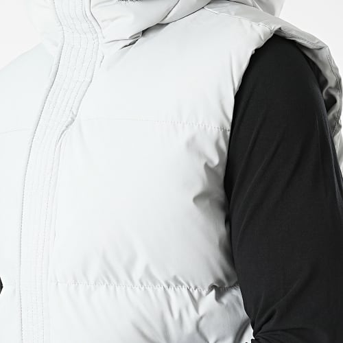 Doudoune Longue Sans Manches à Capuche Gris Clair