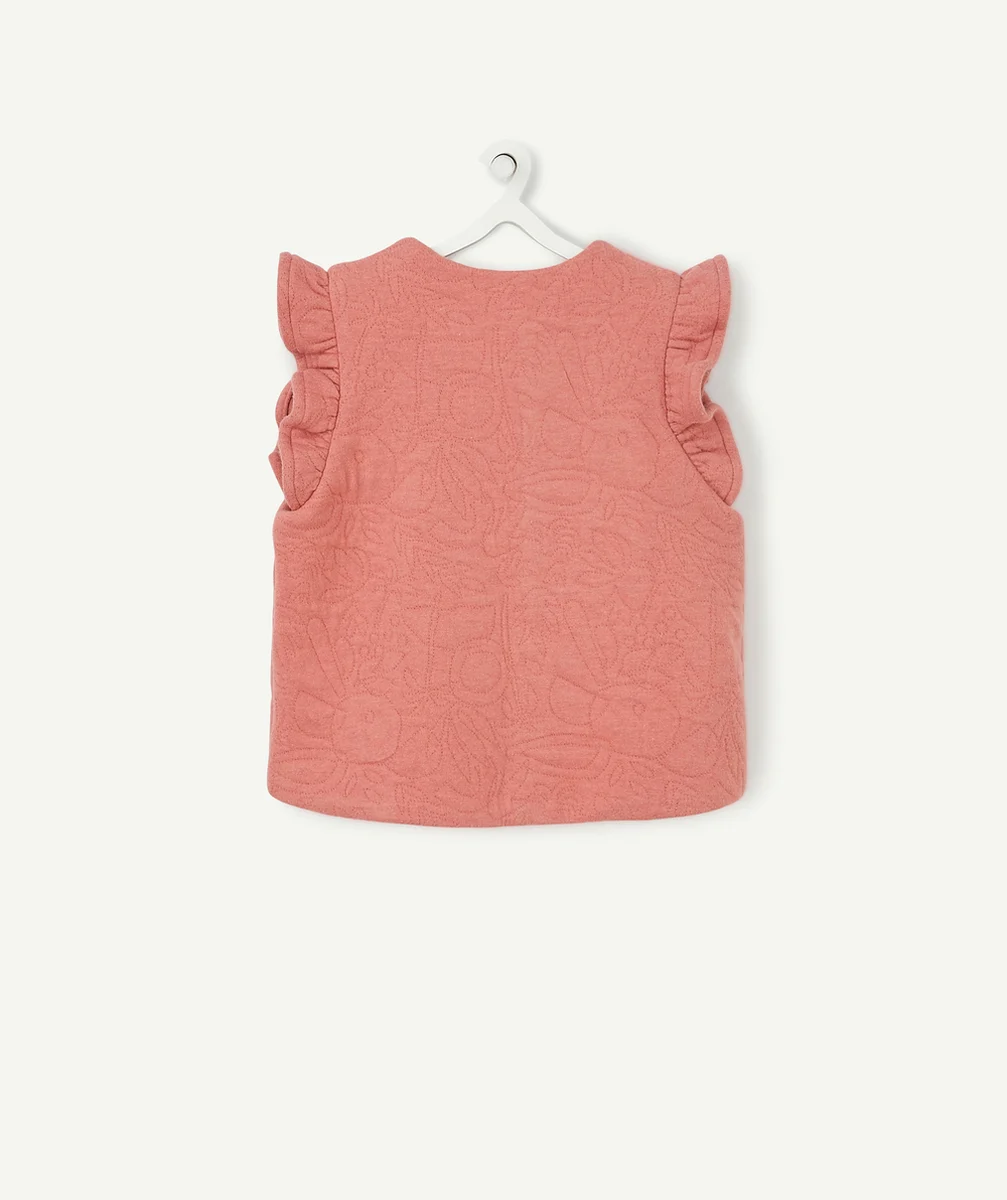 LE CARDI VIEUX ROSE AVEC VOLANTS EN FIBRES RECYLÉES