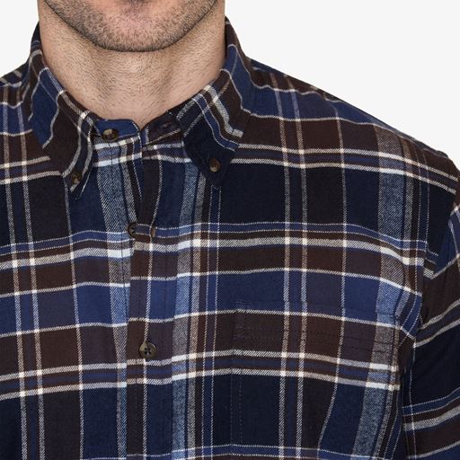 Signal Sander Stripe Flannel Skjorte, Deep Marine, S