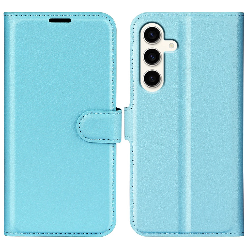 Samsung Galaxy S24  Plus Leder Tasche Flip Cover Litchi Look - Hellblau