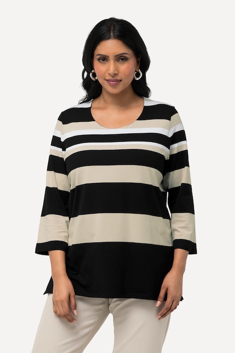 Shirt, Ringel, Rundhals, 3/4-Arm, Pima Cotton