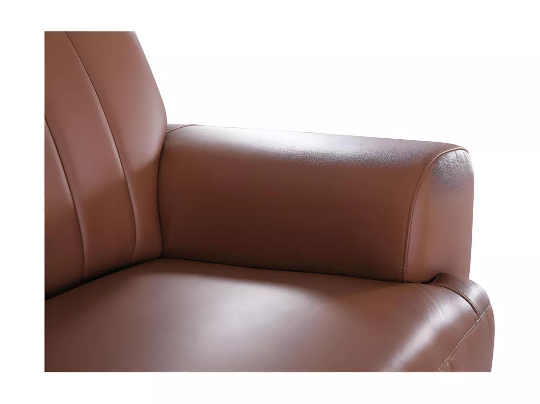 Canapé 3 places Cuir ROMY Cognac - Angle Droit