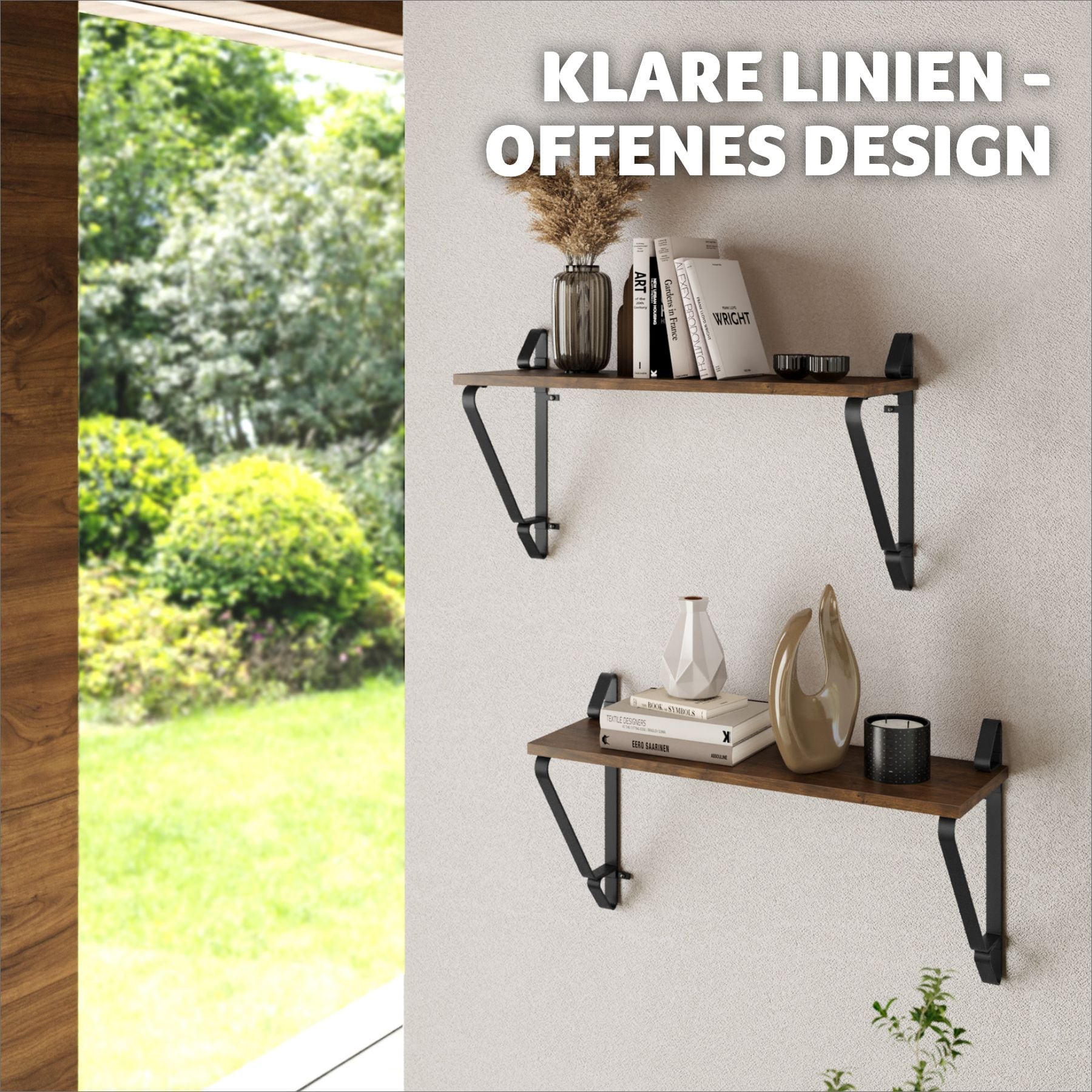 tectake® 2er Set Wandregal, Industrial Style, Belastbarkeit je Regal 15 kg, 60 x 20 x 33,5 cm