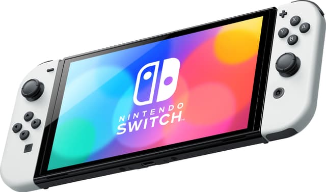 Nintendo Switch OLED spillekonsol med hvide Joy-Con controllere