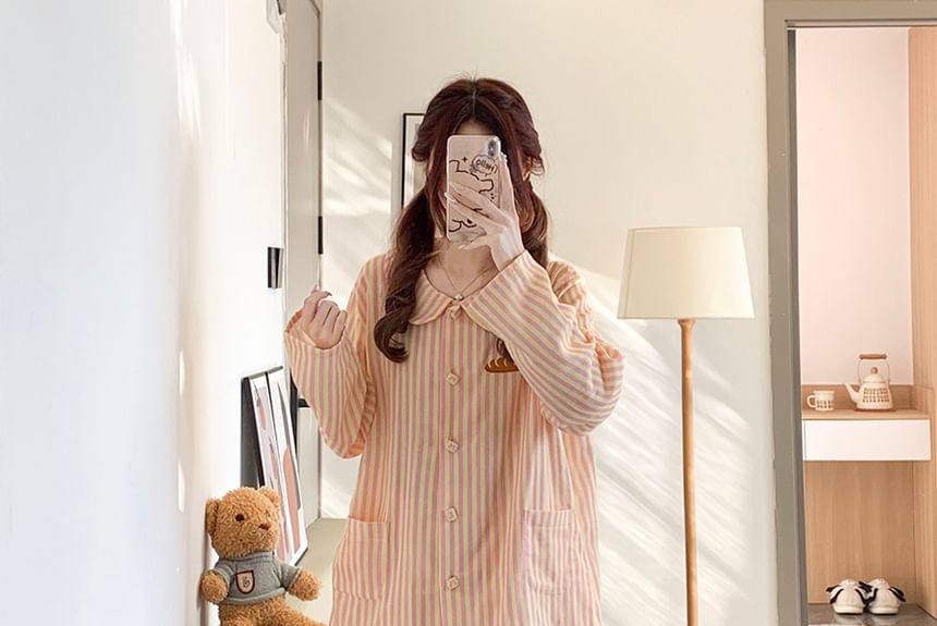 GOUB - Pyjamaset: top met lange mouwen en kraag + broek