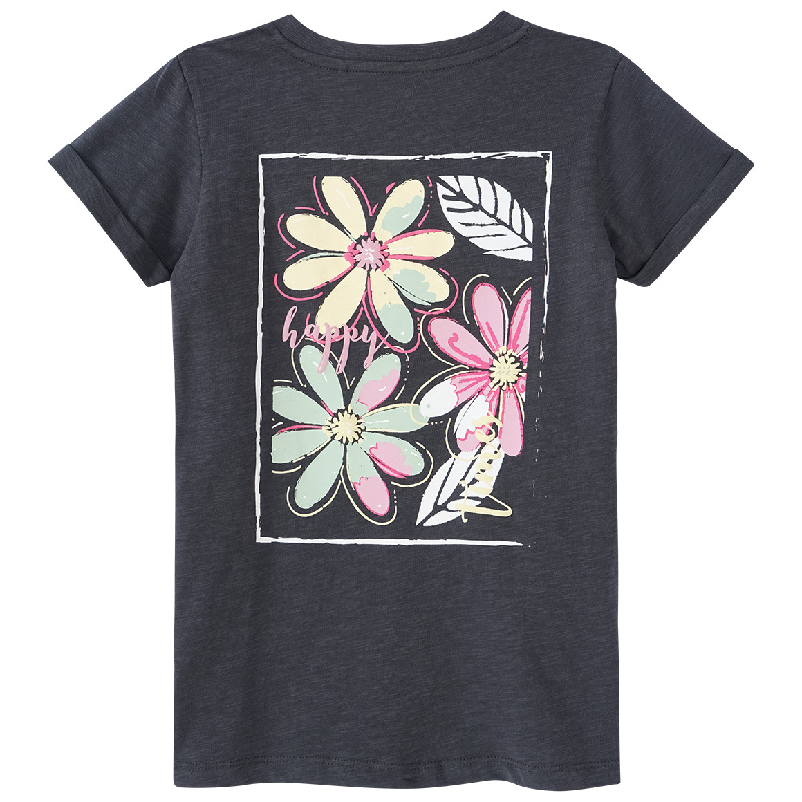 Yigga Mädchen T-Shirt mit kleinem Print dunkelgrau