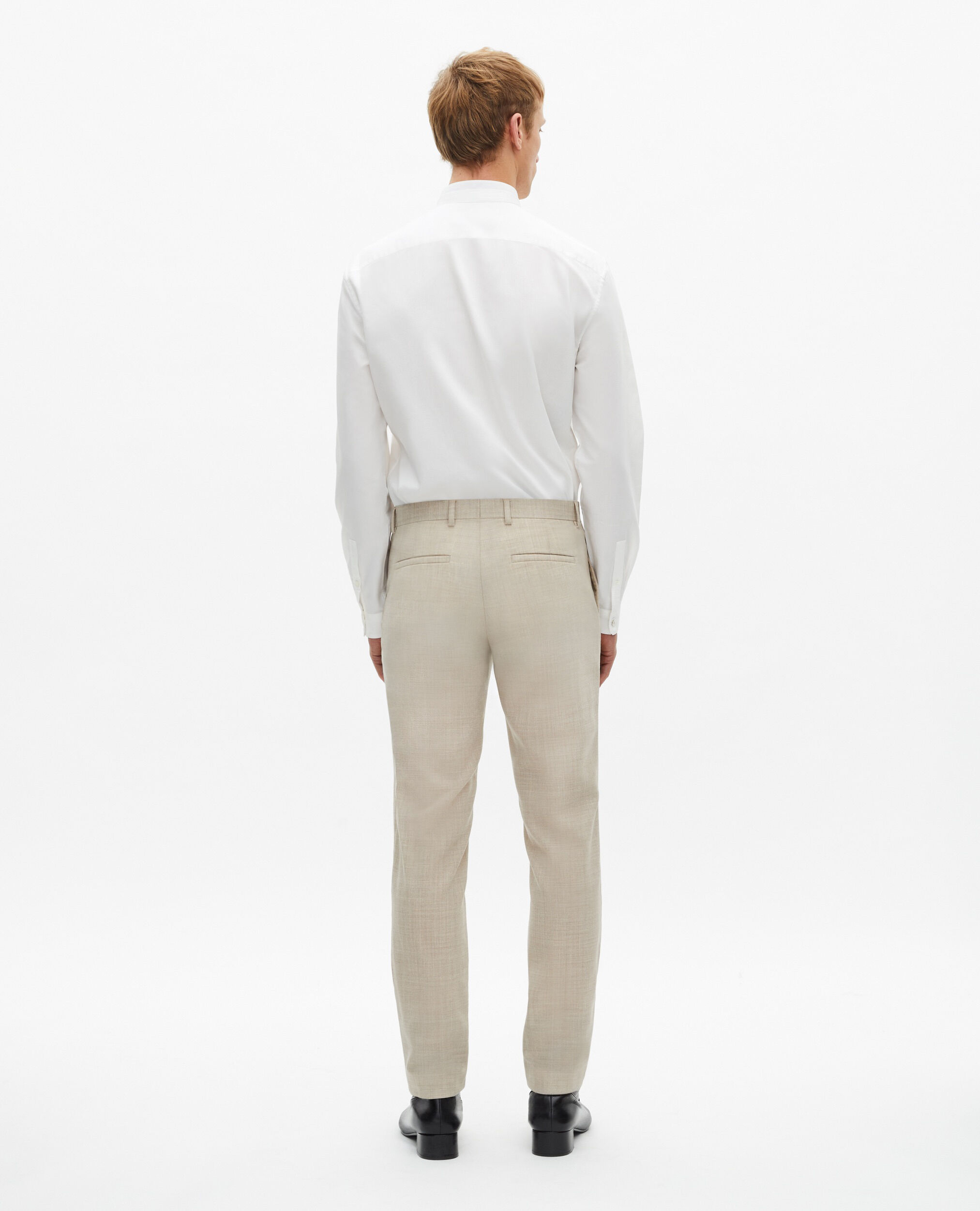 Pantalon de costume en laine coupe ajustée beige