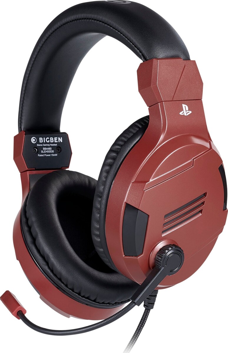 Gaming Headset Med Mikrofon Til PS4 Pc Mac - Bigben V3 - Rød