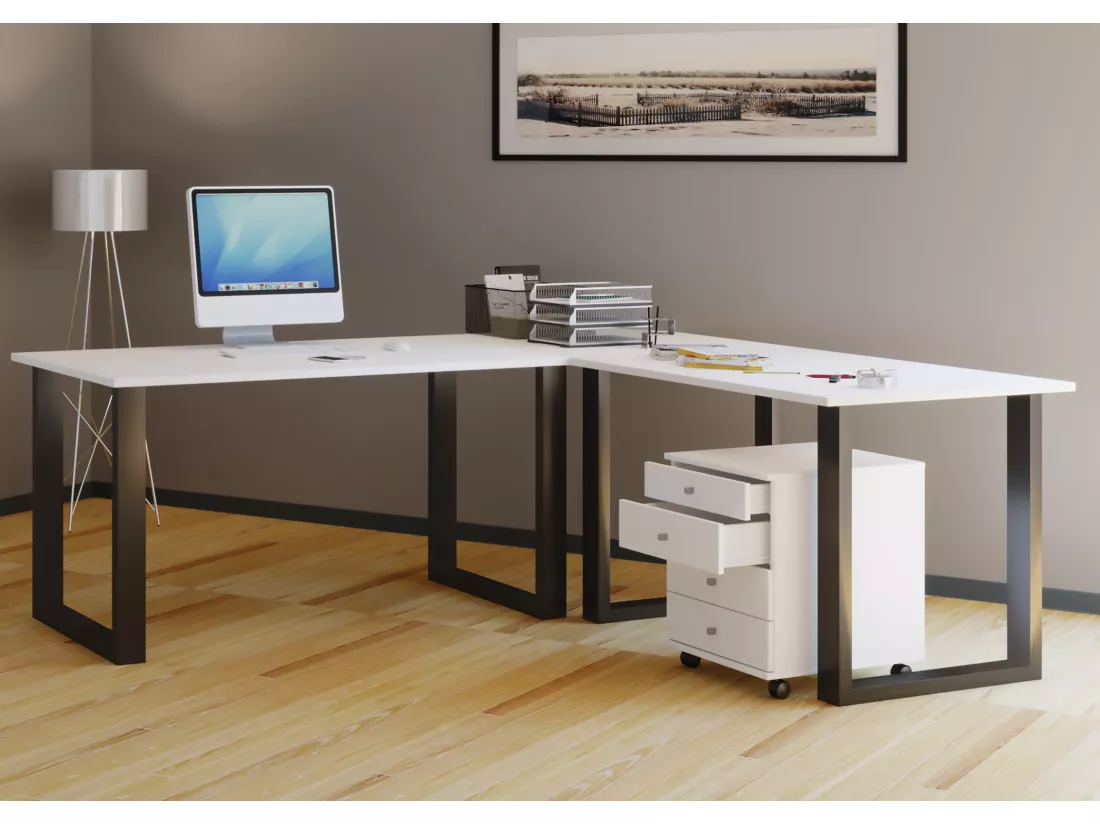 Bureau d'angle Lona 50 cm U Alu Noir