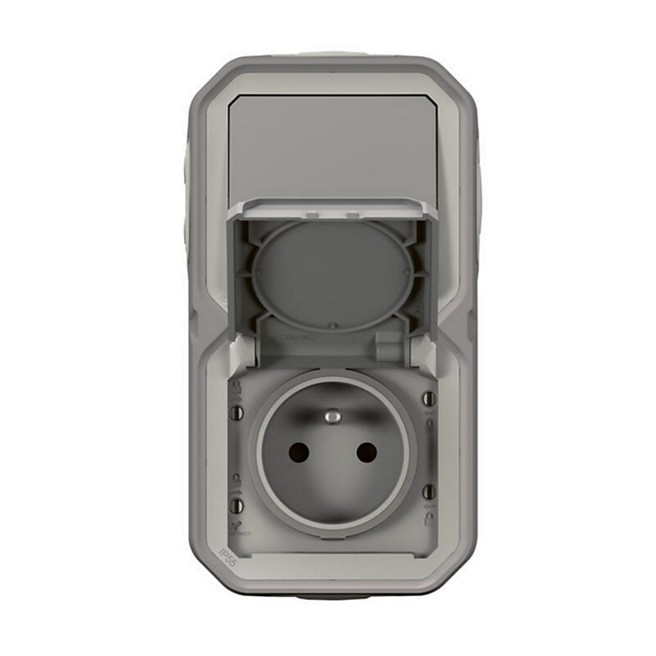 Prise et interrupteur Legrand Plexo gris en saillie