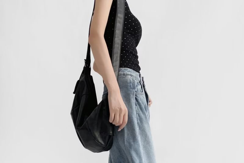 Haneliz - Hoge taille effen wijde jeans