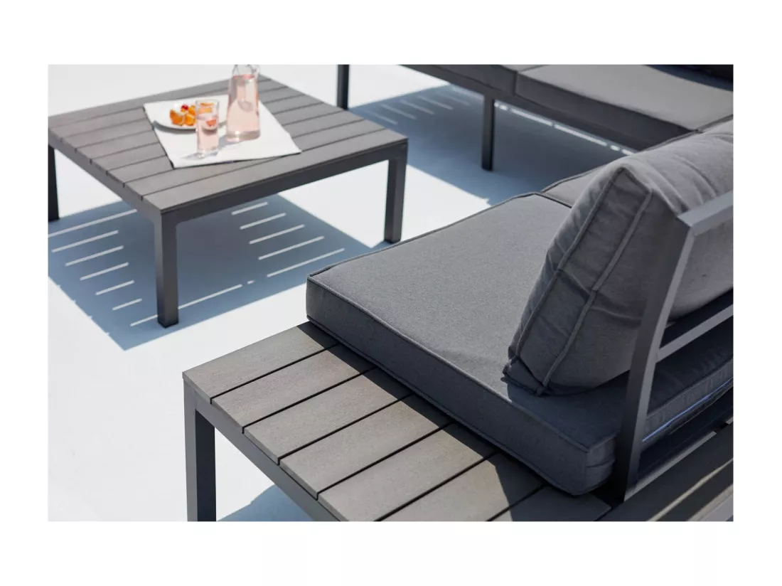 Salon de jardin 5 places en aluminium gris/gris FIRA