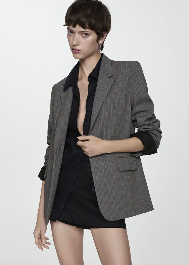 MANGO Pinstripe suit blazer 92
