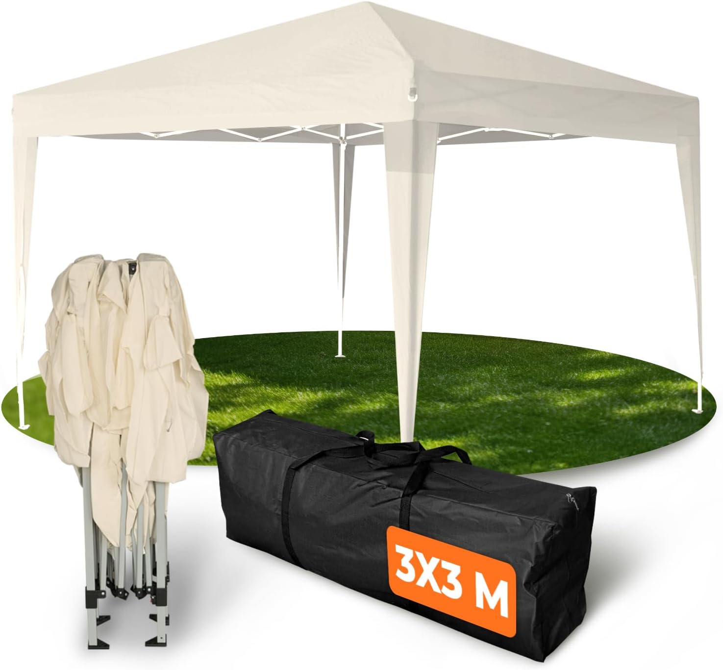 Kronenburg Faltpavillon wasserdicht Dachmaß 3 x 3 m UV Schutz 50+ Pavillon in Champagner