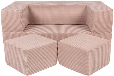 Meowbaby Play Aesthetic Cube  Byggbar Sofa, Pudderrosa