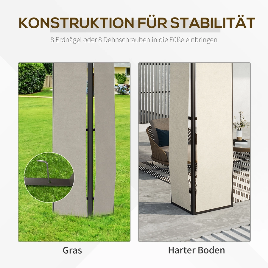 Outsunny Pavillon mit Bildschirmtuch und Erdnagel braun
