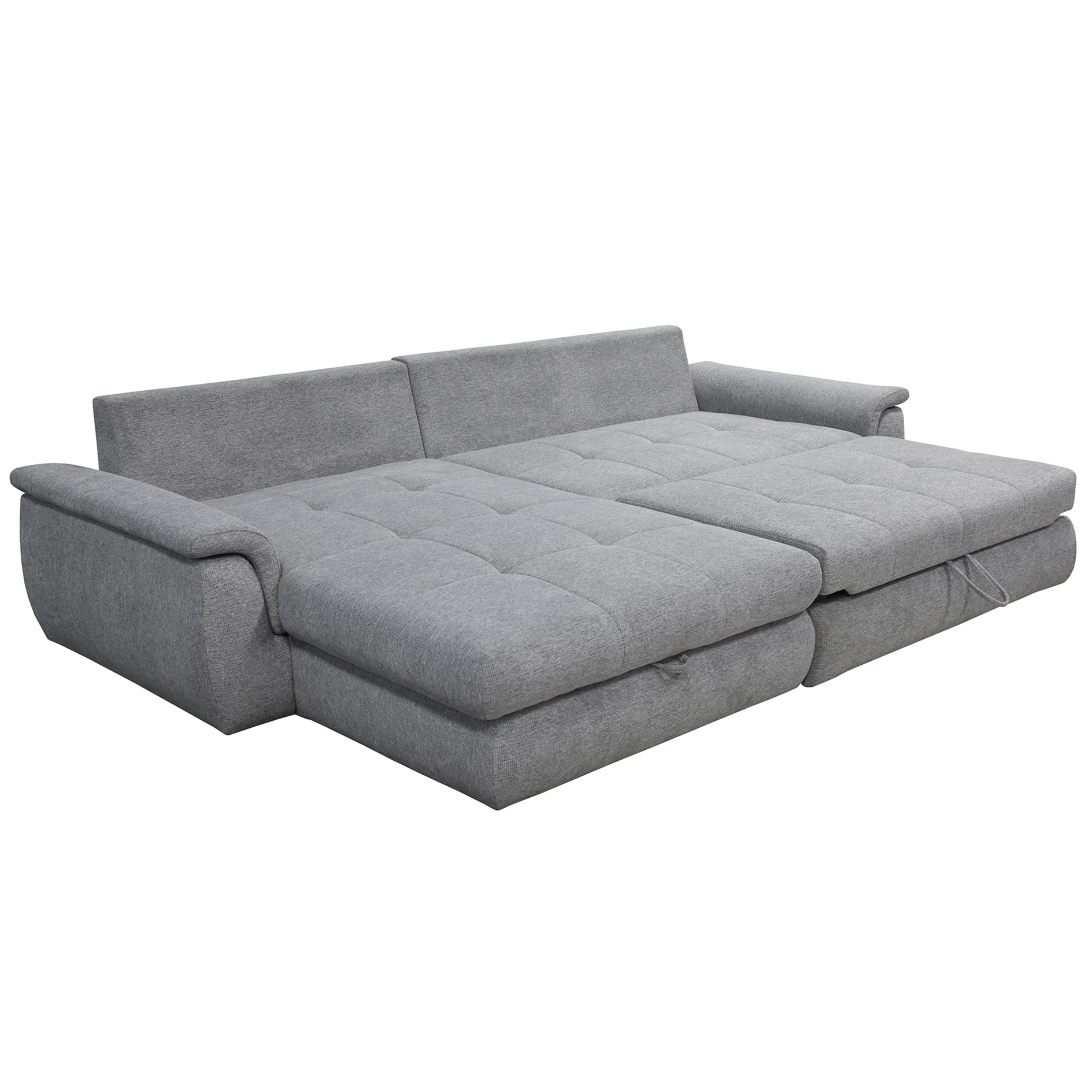 Ecksofa - light grey - mit Liegefunktion - Staukasten links