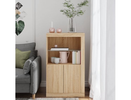VIDAXL - Armoire de rangement Armoire latérale avec lumières led chêne sonoma