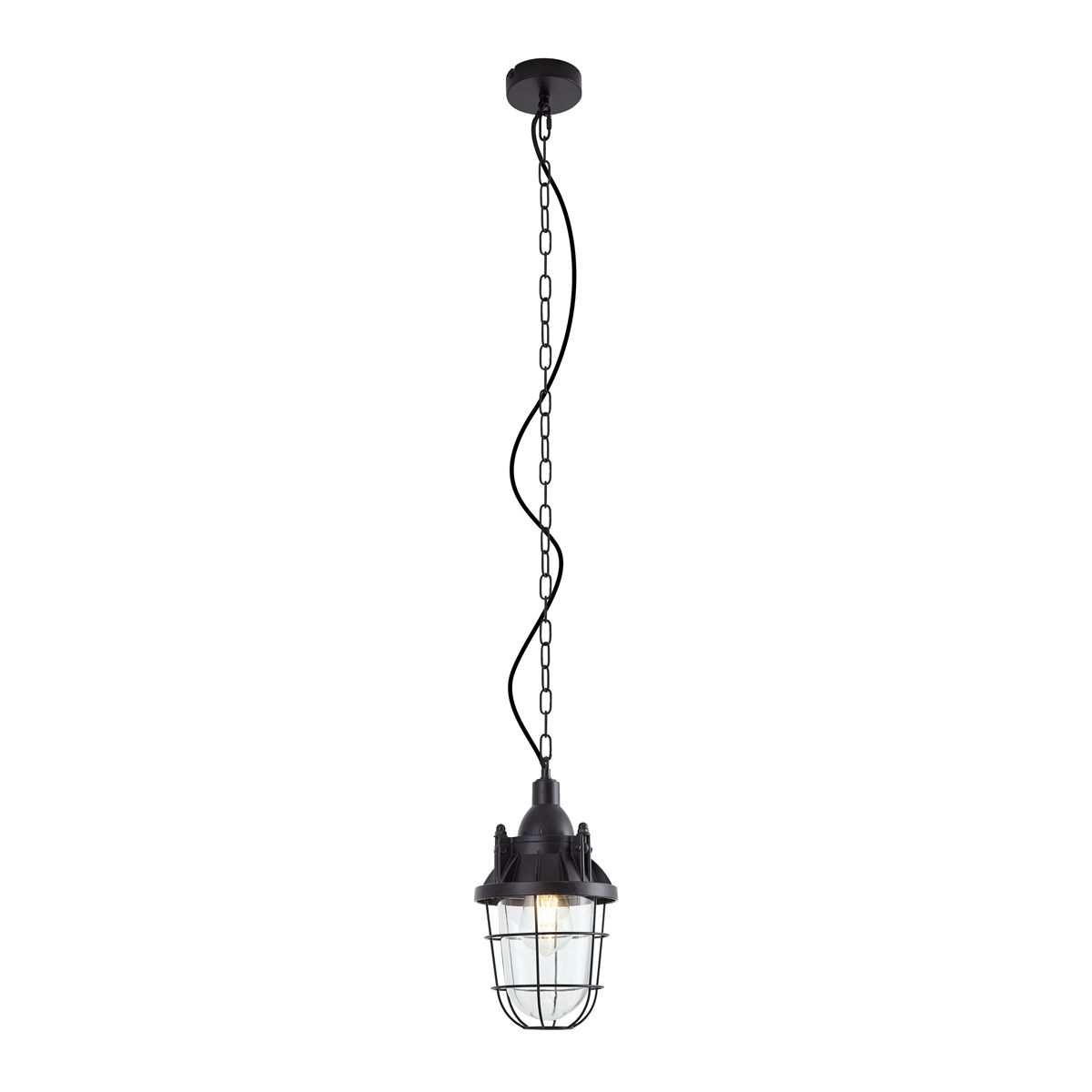 Industriële hanglamp zwart met glas - Cabin
