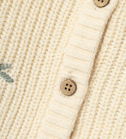 Lil' Atelier Cardigan - Strik - Rib - NmfEmlen - Birch m. Blomst