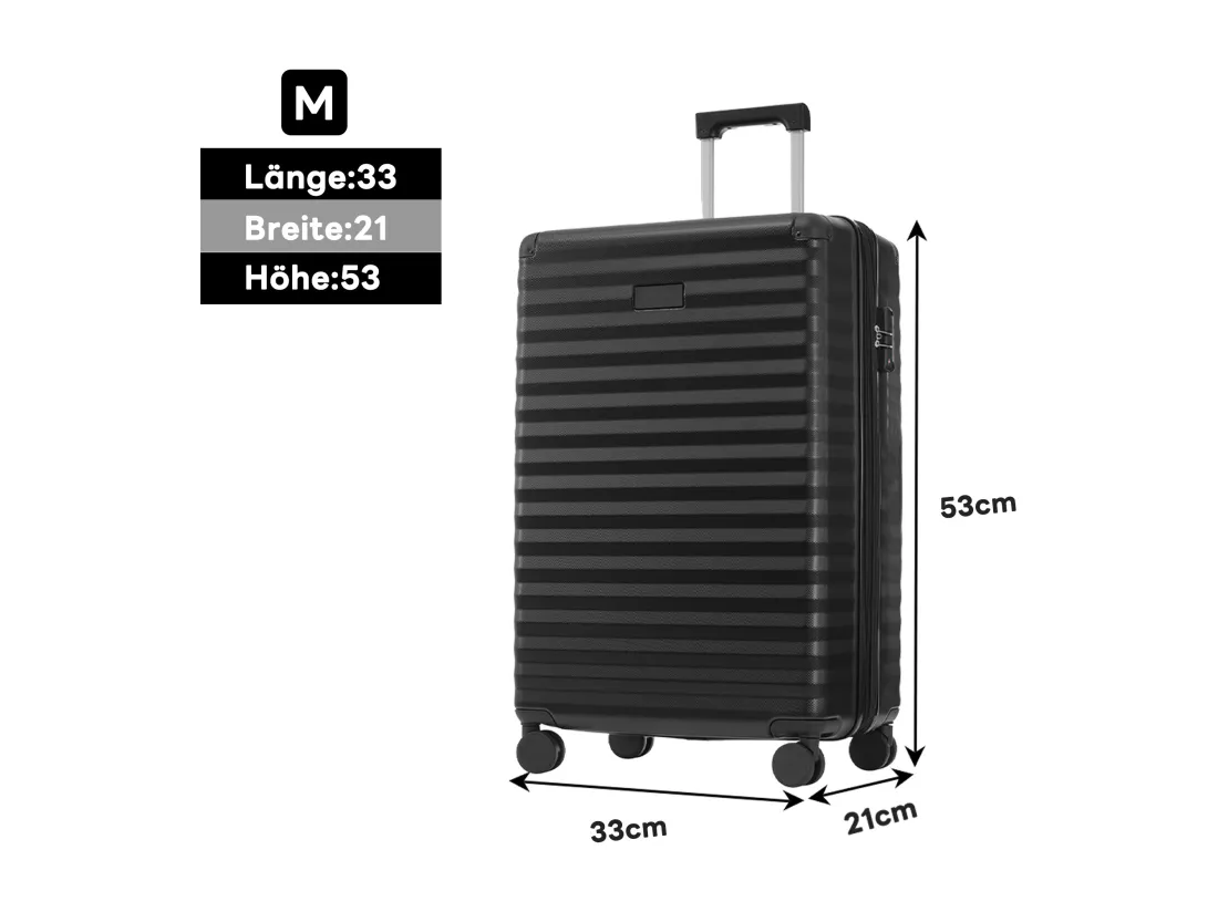 Ensemble de Bagage à main 3 pièces M&L&XL - en matériau ABS - valises à coque rigide - noir