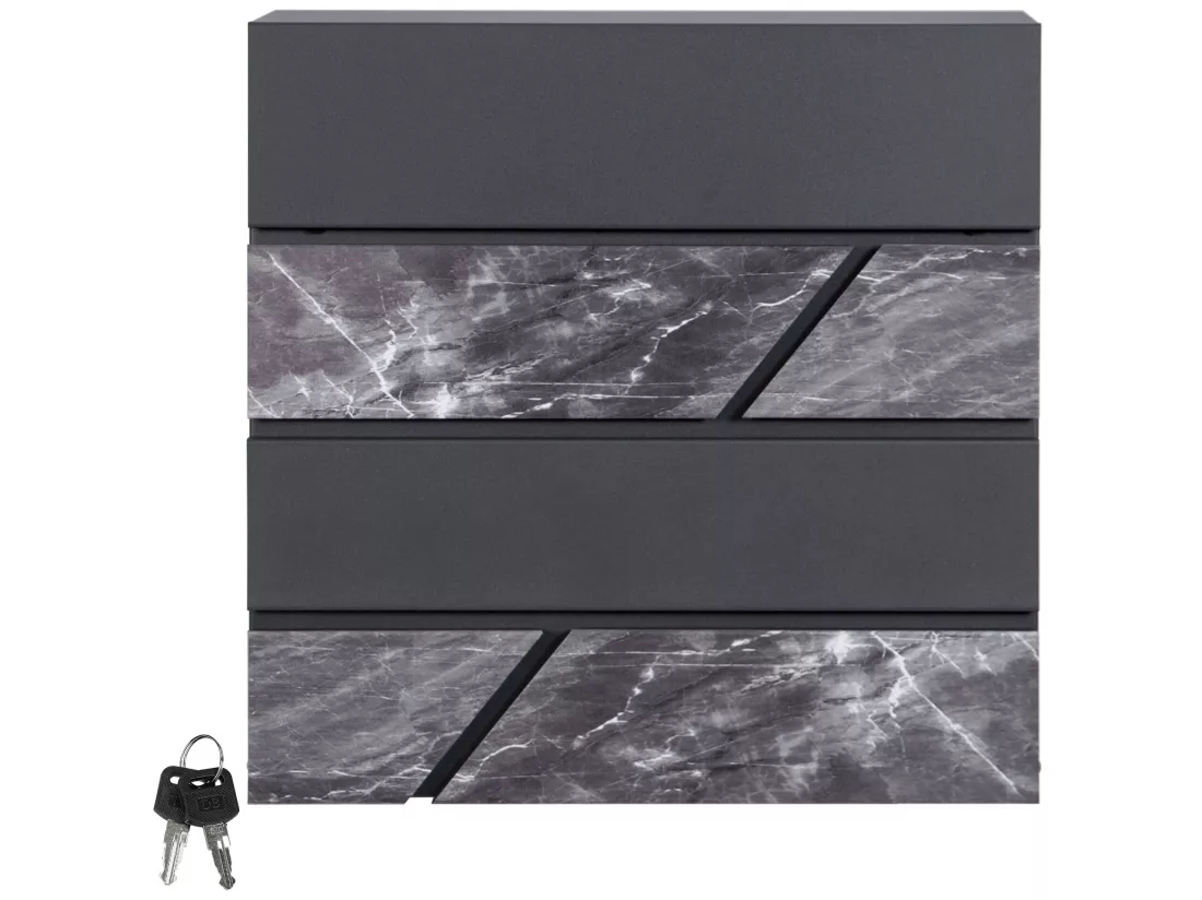 Boîte aux lettres murale anthracite noir avec 2 clés 11x37x26,5 cm ML-DESIGN