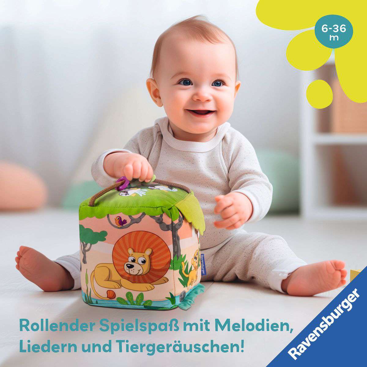 Ravensburger Spiel Play+ Motorik-Musik-Spiel-Würfel: Wilde Tiere