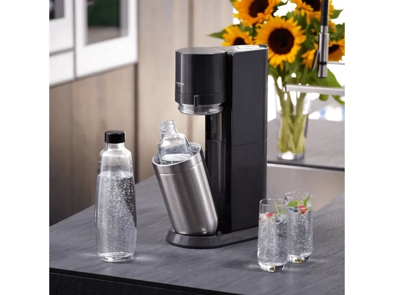 SodaStream DUO, Sort, Rustfrit stål, Glas, 1 L, 60 L, 155 mm, 280 mm