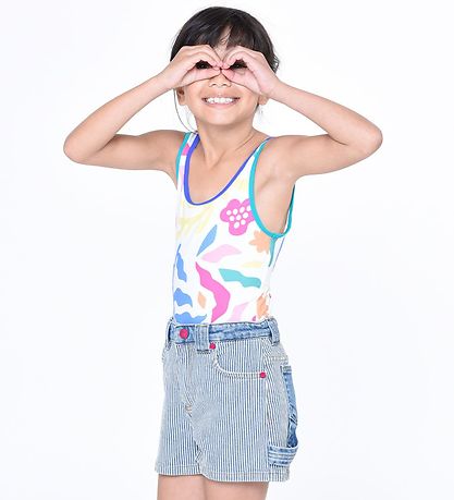 Little Marc Jacobs Jeansshorts - Blau/Weiß gestreift m. Pink