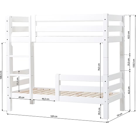 Hoppekids ECO Luxury køjeseng med sengehest og stige 70x160 cm