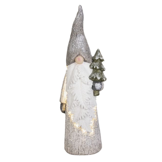 Wichtel stehend mit Baum und LED - ca. 17 x 13 x 50,5 cm
