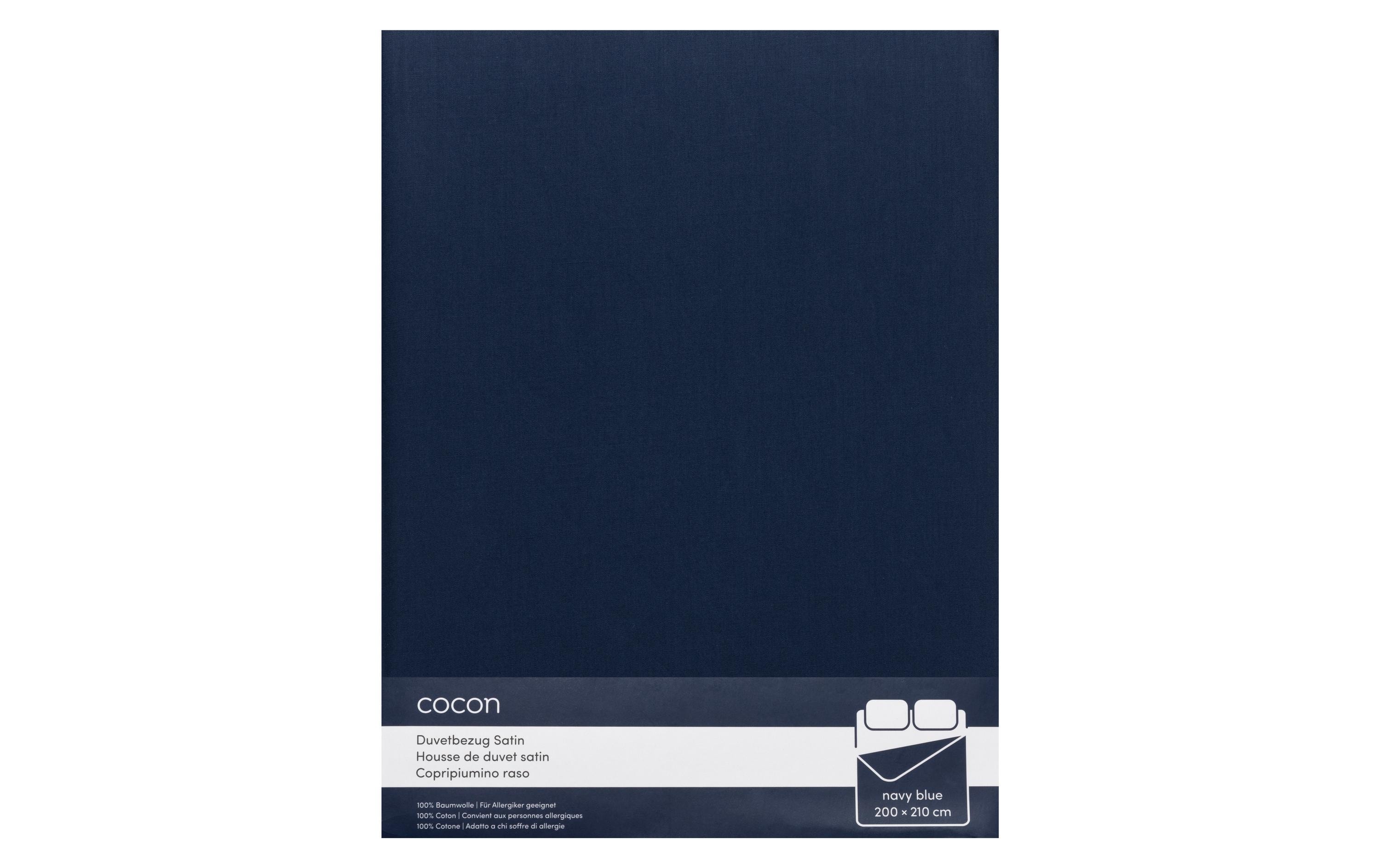Duvetbezug Satin 200 x 210 cm, MarineblauBettbezug aus reinem Baumwollsatin