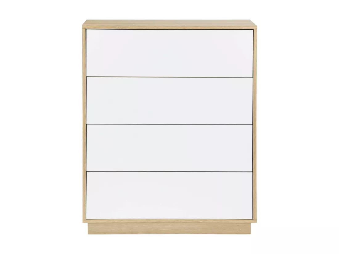 Commode de rangement 4 tiroirs effet bois bicolore